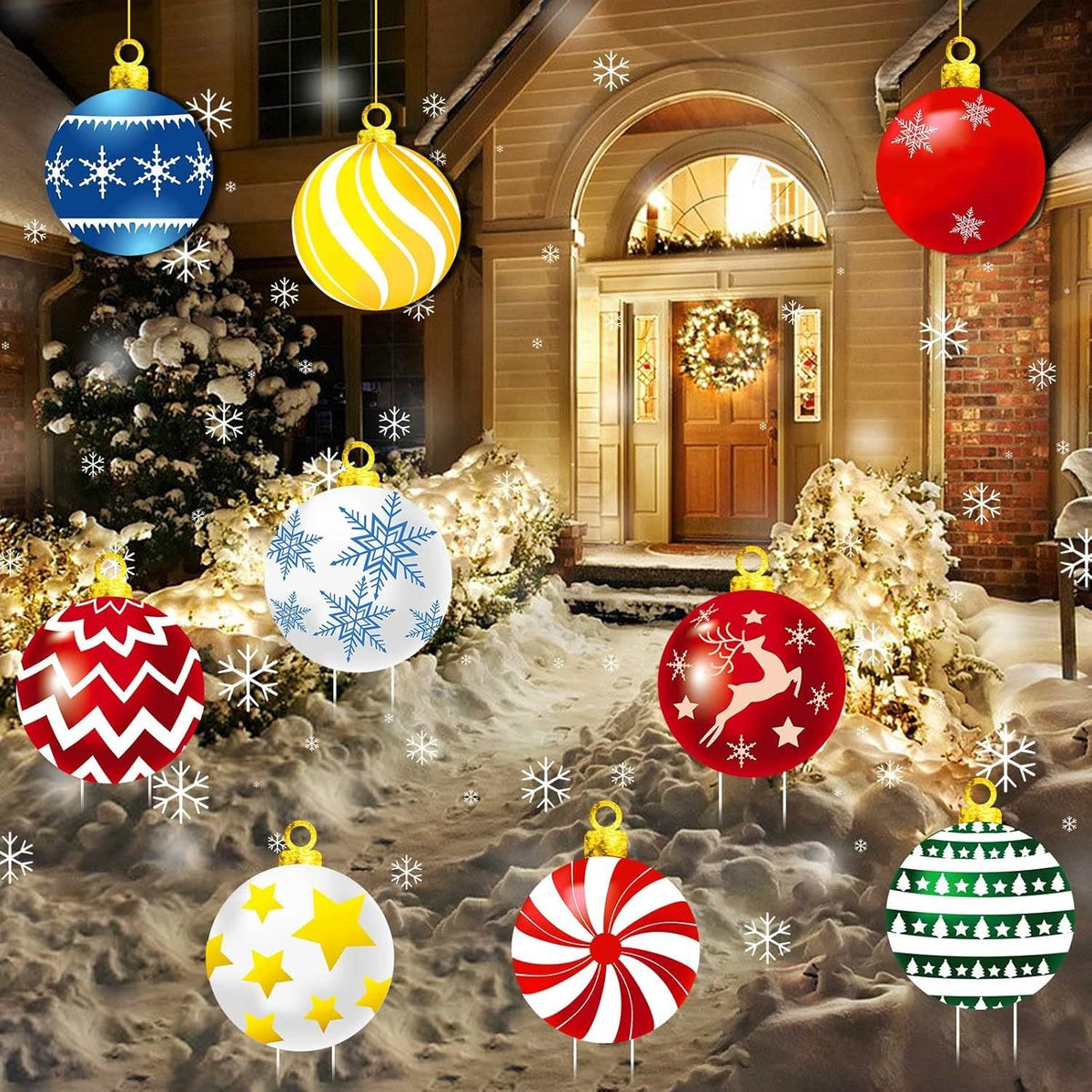 9Pcs Christmas Yard Signs With Stakes And Cords Christmas Balls Yard S –  Merry \u0026 Festive, image size:1200x1200
